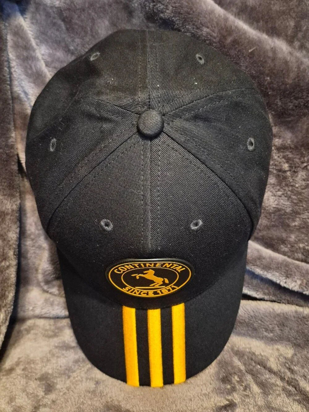 Adidas Continental Black/Yellow Strapback Adjustable Baseball Cap Hat